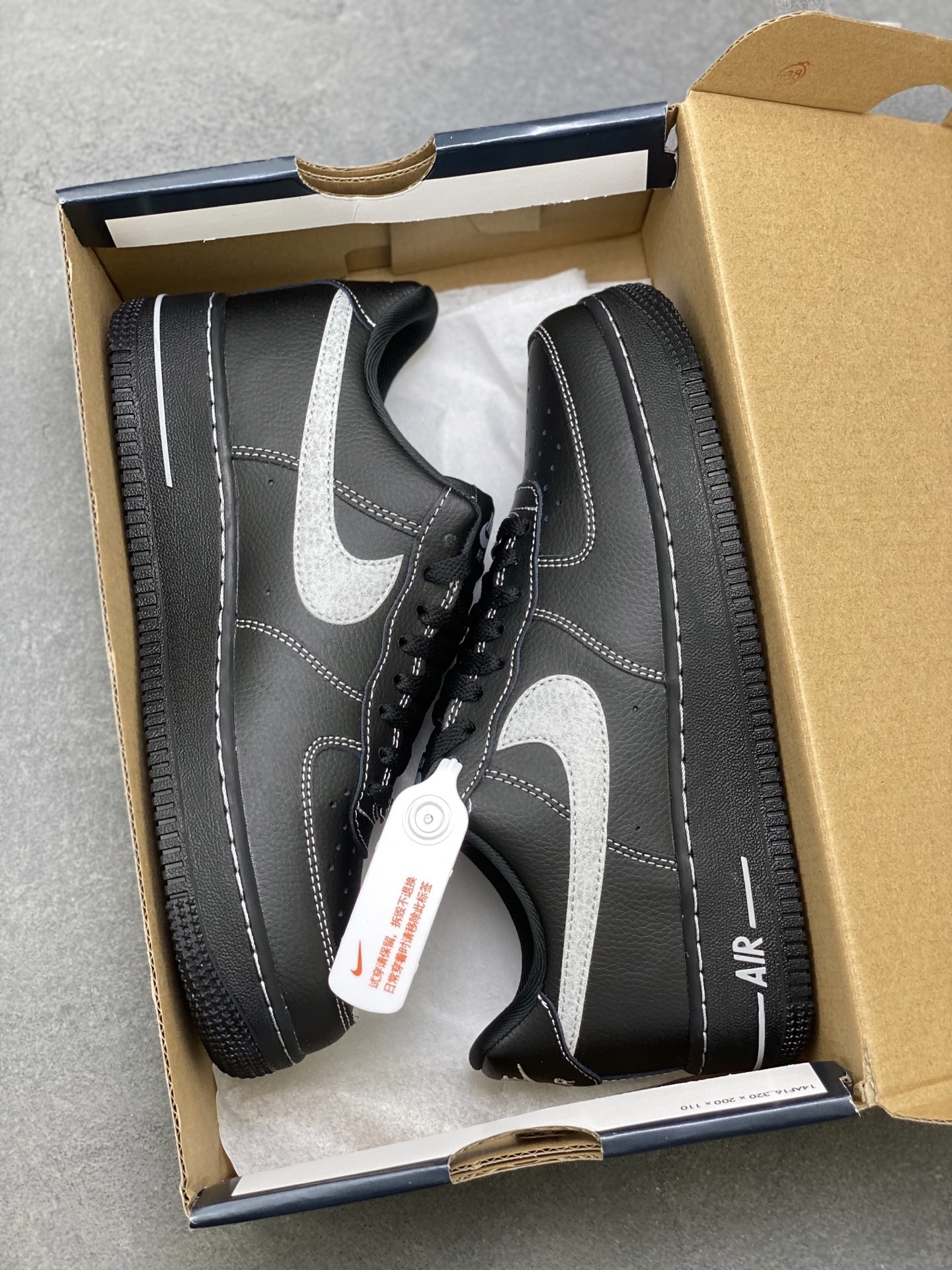 Nike Air Force 1 '07 Low Black/Silver Stitching Leather Sneaker Shoes 10 i1758902821753 1877 0 8