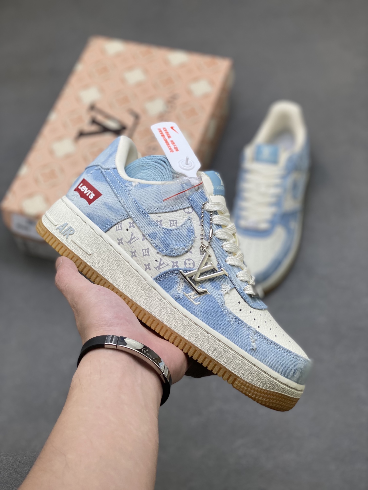 Nike Air Force 1 '07 Low Blue Denim with LV Monogram and Levi's Detailing 2 i1758989187605 3440 0 0