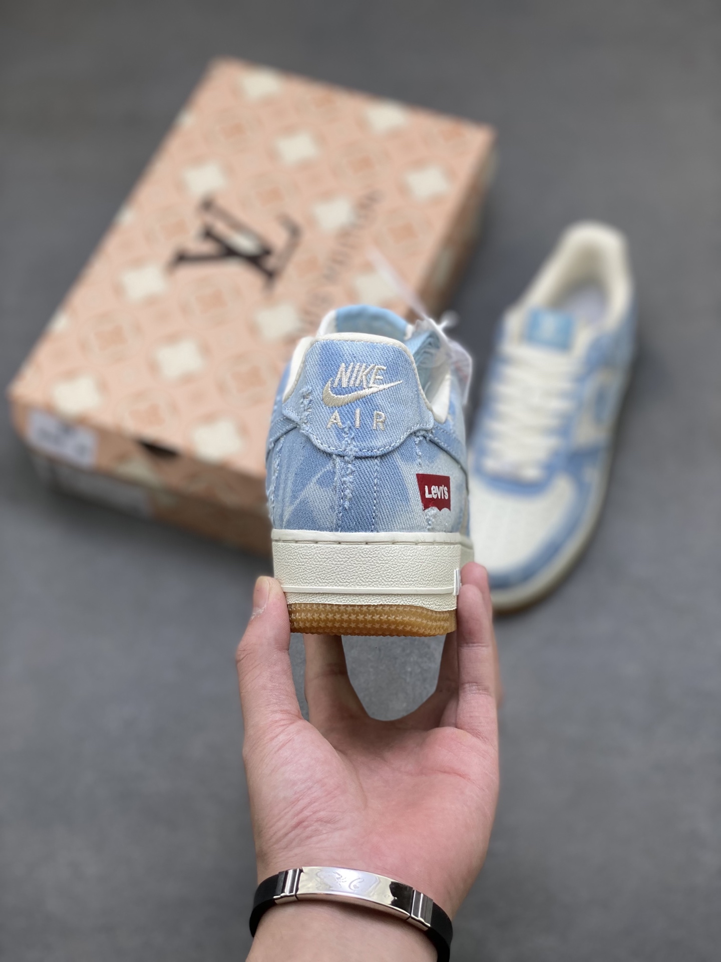 Nike Air Force 1 '07 Low Blue Denim with LV Monogram and Levi's Detailing 5 i1758989188904 2343 0 3