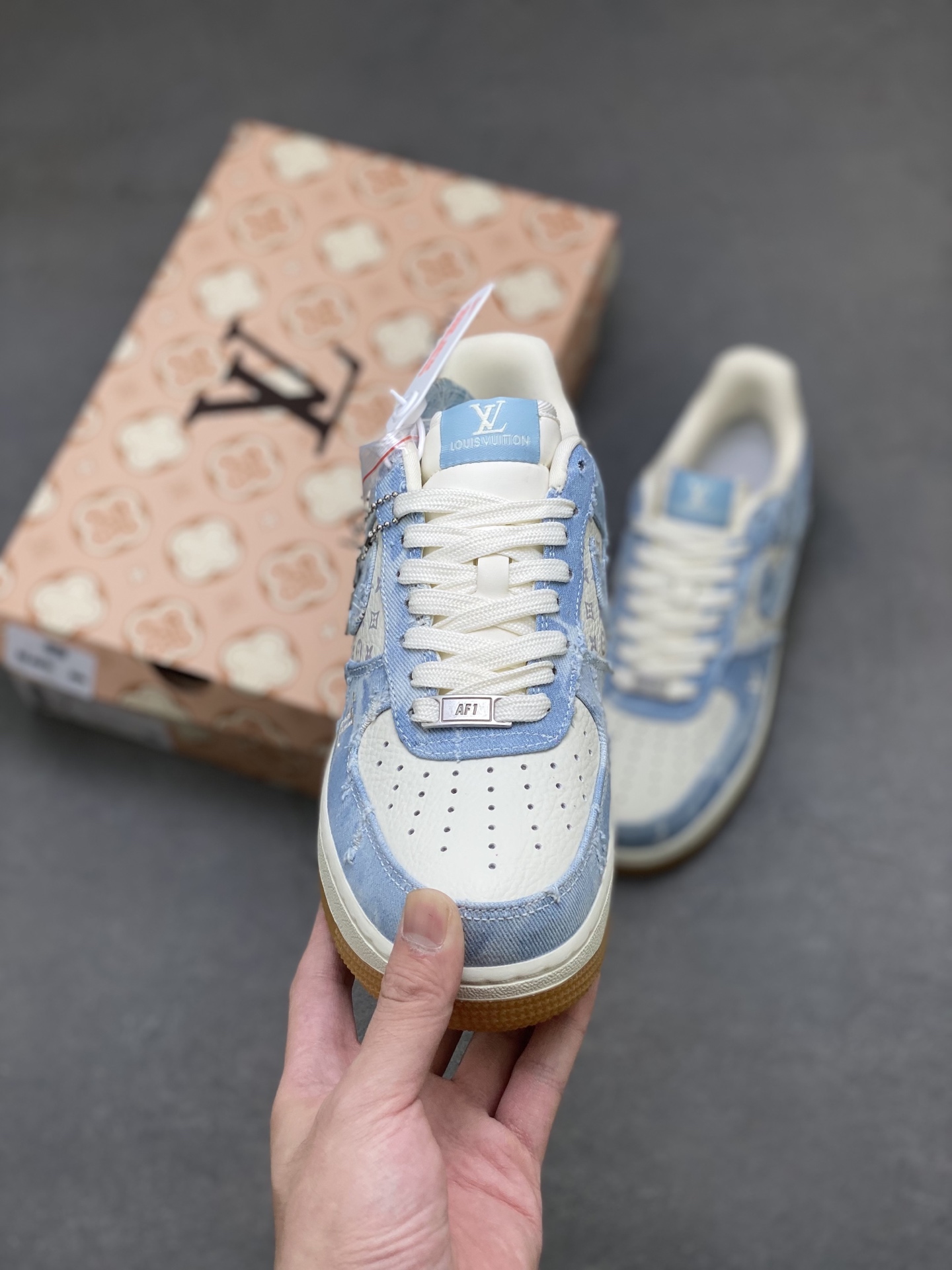 Nike Air Force 1 '07 Low Blue Denim with LV Monogram and Levi's Detailing 3 i1758989190479 5016 0 1