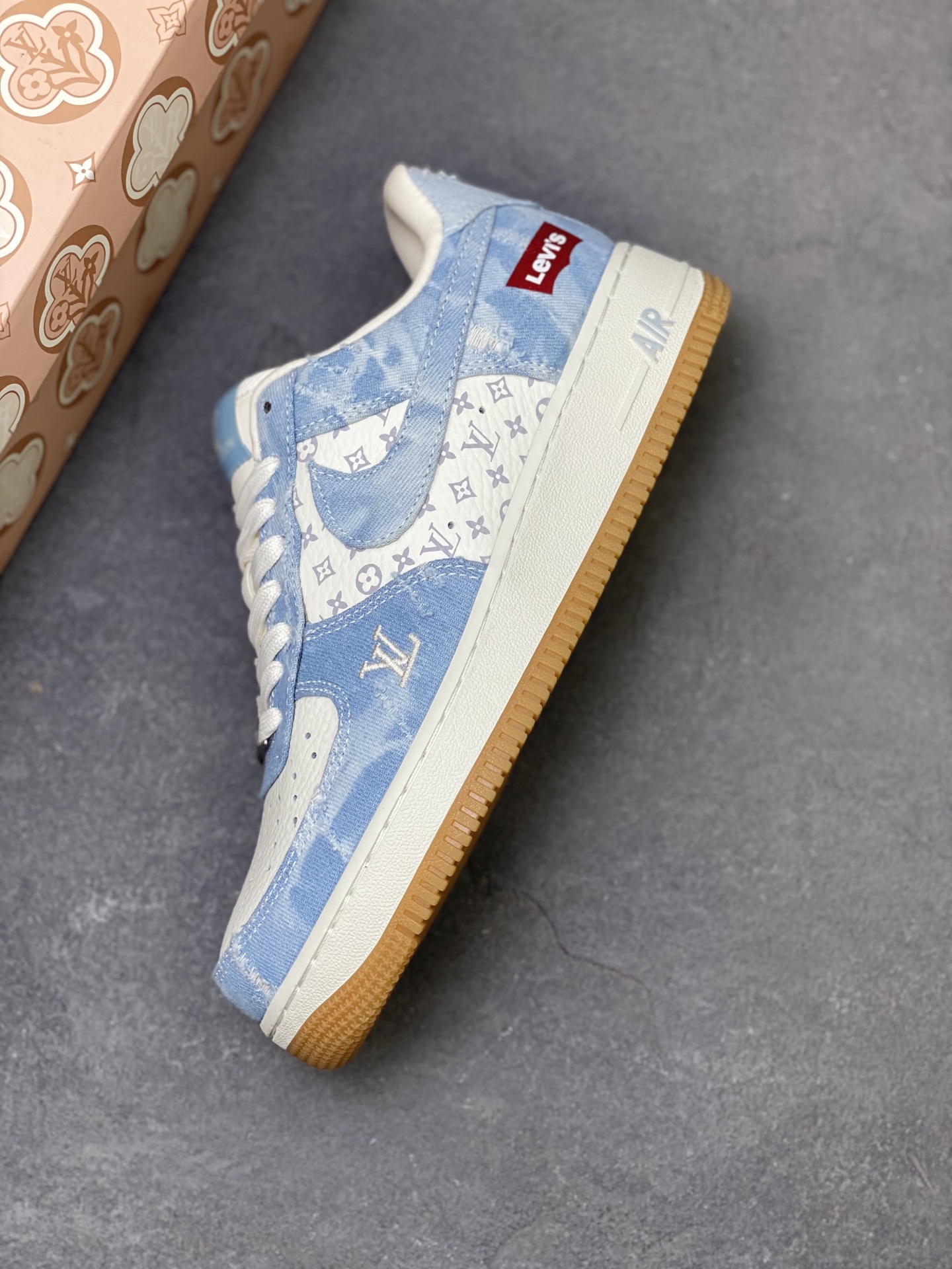Nike Air Force 1 '07 Low Blue Denim with LV Monogram and Levi's Detailing 8 i1758989192673 1804 0 6