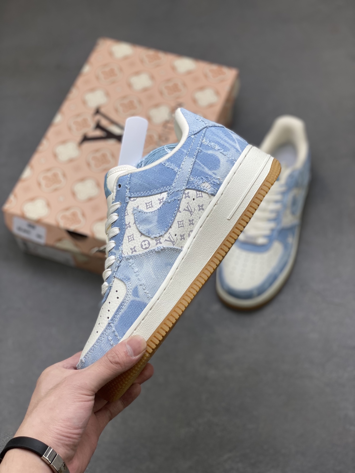 Nike Air Force 1 '07 Low Blue Denim with LV Monogram and Levi's Detailing 4 i1758989194443 98 0 2