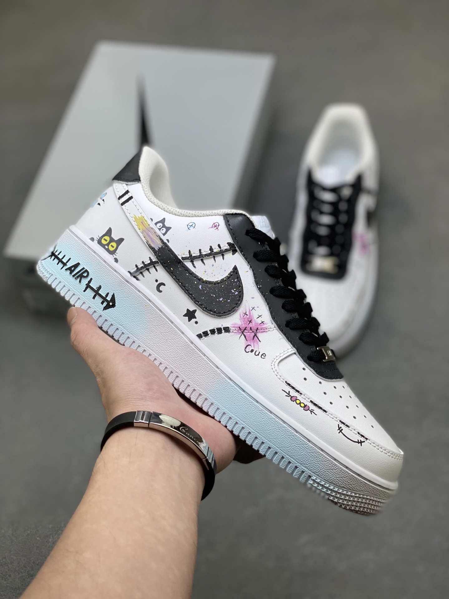 Nike Air Force 1 '07 Low White/Black Custom Sneakers - Limited Edition