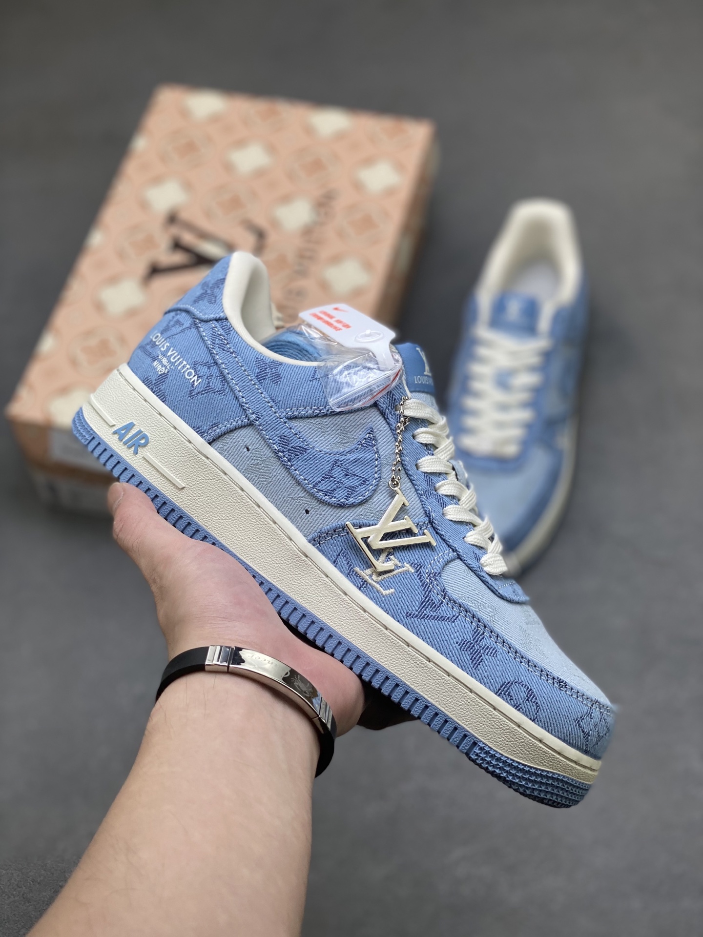 Nike Air Force 1 '07 Low Louis Vuitton Blue Denim Sneakers - Limited Edition