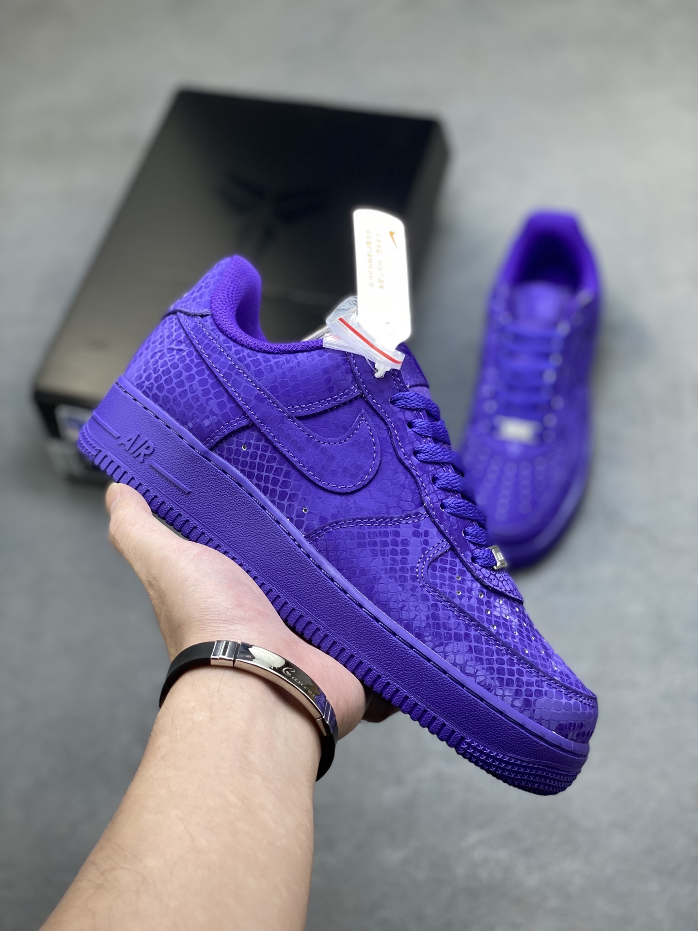 Nike Air Force 1 Low Purple Snakeskin, Full Palm Honeycomb Air Cushion