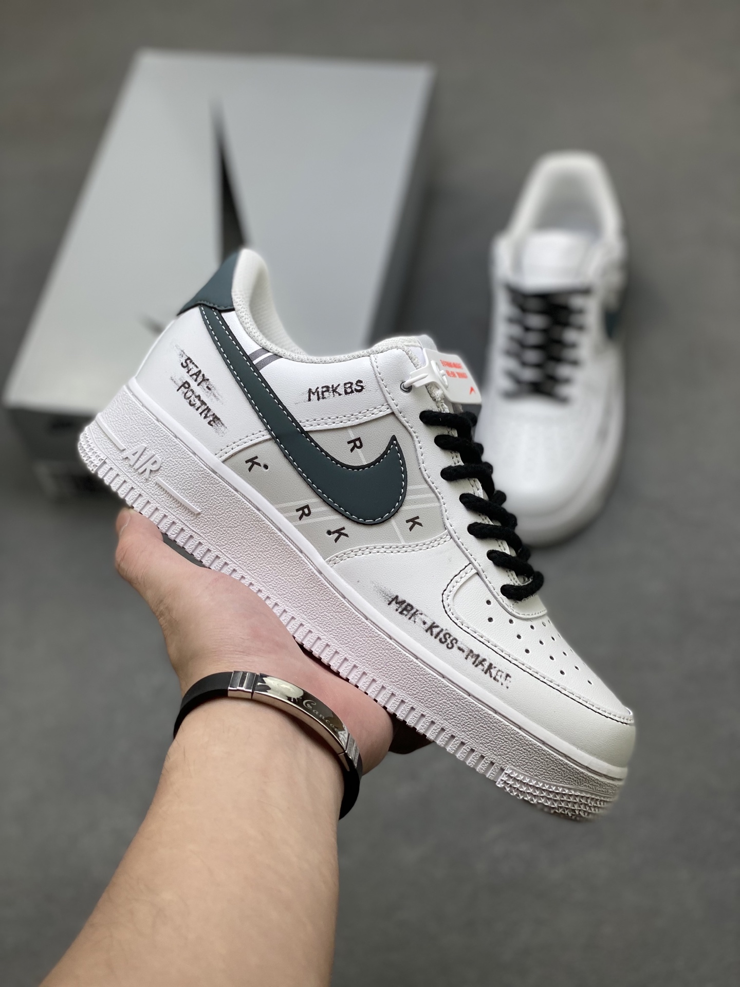 Nike Air Force 1 '07 Low White/Grey Custom Sneakers - Limited Edition