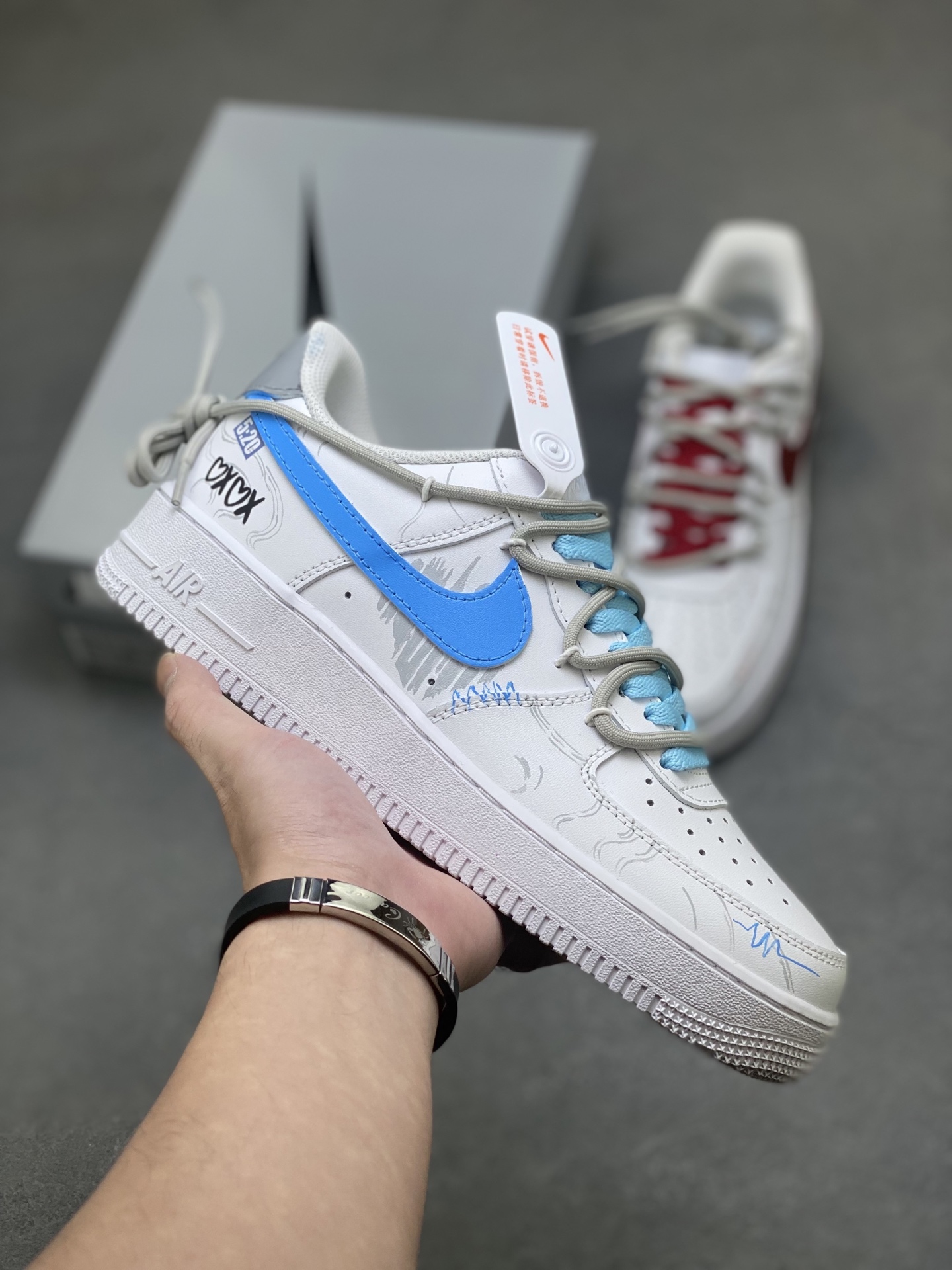 Nike Air Force 1 '07 Low White/Blue Athletic Shoes - Limited Edition