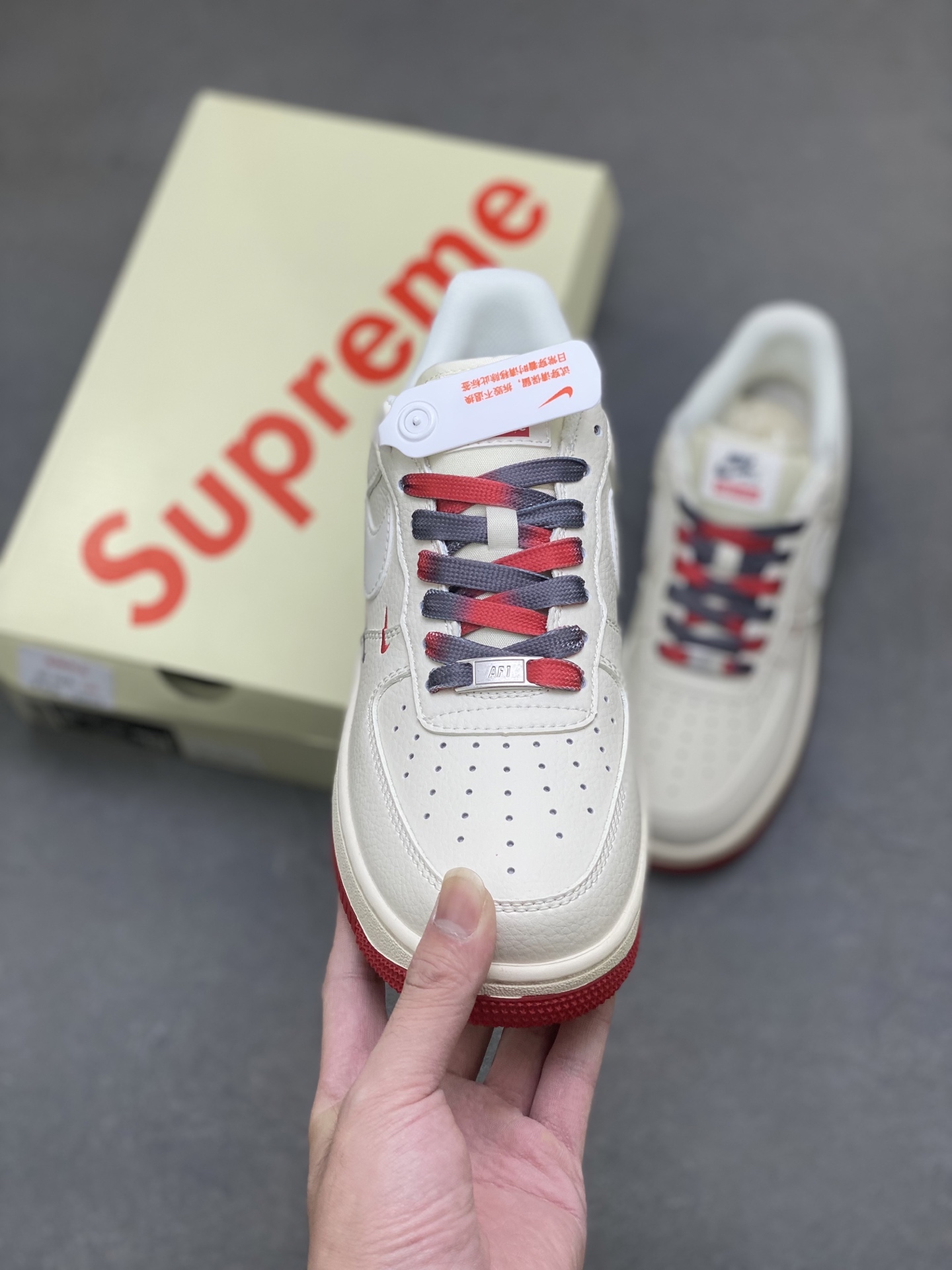 Nike Air Force 1 '07 Low Supreme Collab - Cream, Red & Grey 3 i1761063225465 1513 0 1