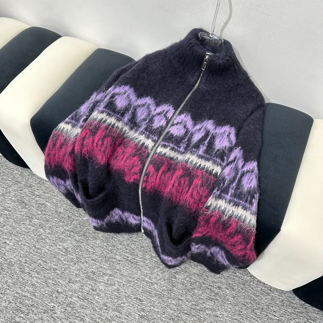 NO:314428,SabelMarant autumn new style Chen Haoyu same style Fair Island wool mohair zipper cardigan sweater jacket, high-version in stock, SML, Jackets & coats, sweaters, alexander wang19860909sabelMarant  秋季新款 陈昊宇同款 费尔岛羊毛马海毛拉链开衫毛衣外套,高版本现货发 码数SML,,jackets & coats,sweaters,alexander wang,Women's clothing