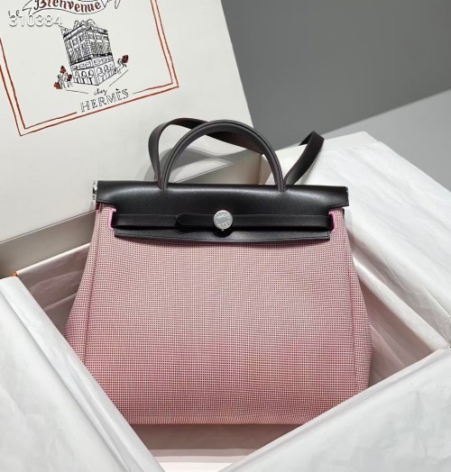 Hermès Herbag Zip 31 Pink Grid Bag Versatile Design Four Styles in One 1 Hermès Herbag Zip 31 Pink Grid Bag Versatile Design Four Styles in One