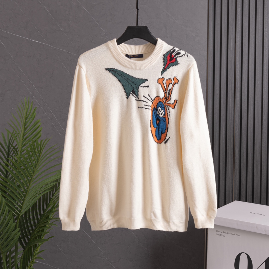 Louis Vuitton Clothing Knit Sweater Sweatshirts Unsurpassed Quality
 White Unisex Knitting Fall/Winter Collection