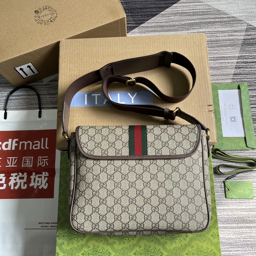 配全套包装️OPhidia系列中号邮差包GGSuPremeTender帆布魅力演绎男士系列配饰柔软材质和