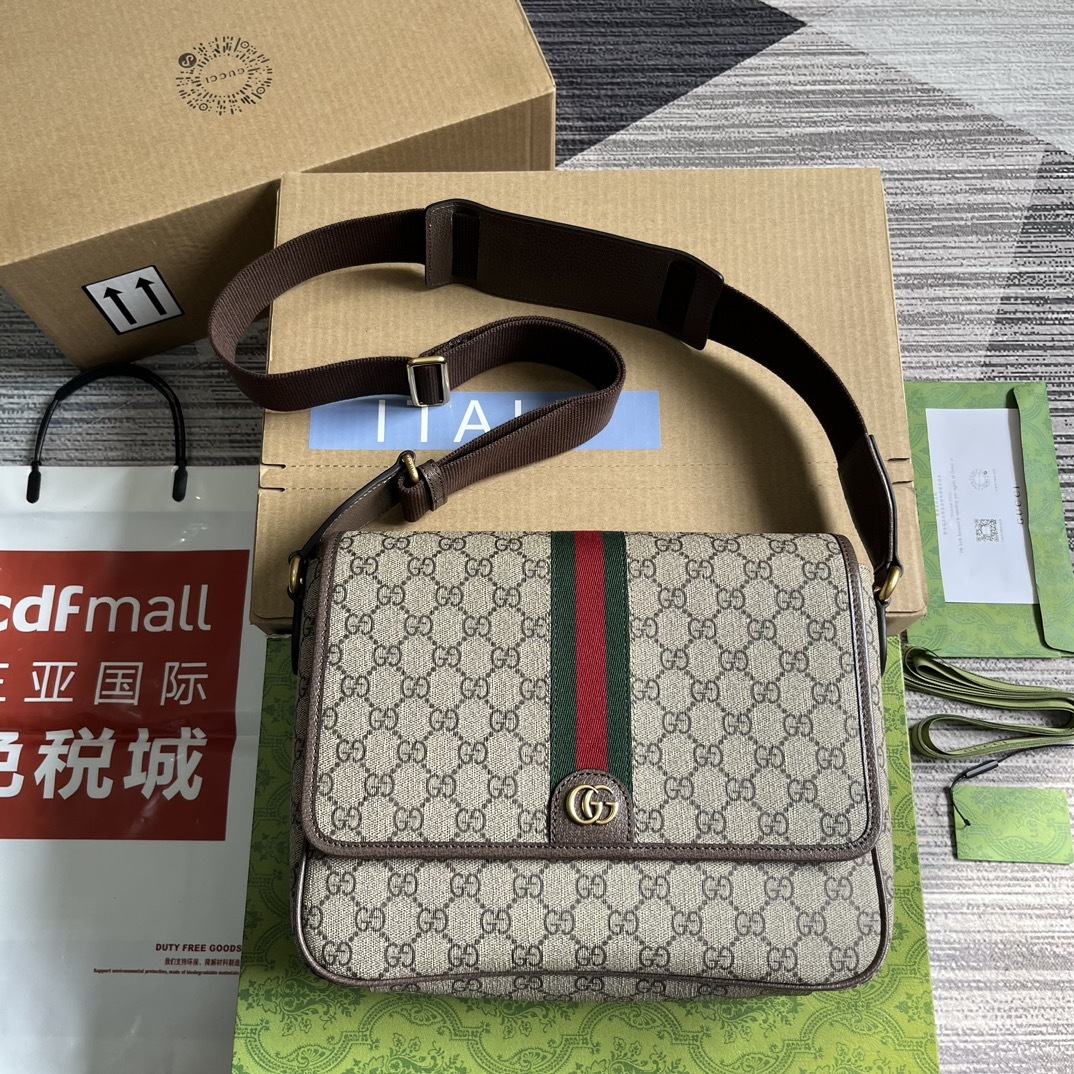配全套包装️OPhidia系列中号邮差包GGSuPremeTender帆布魅力演绎男士系列配饰柔软材质和