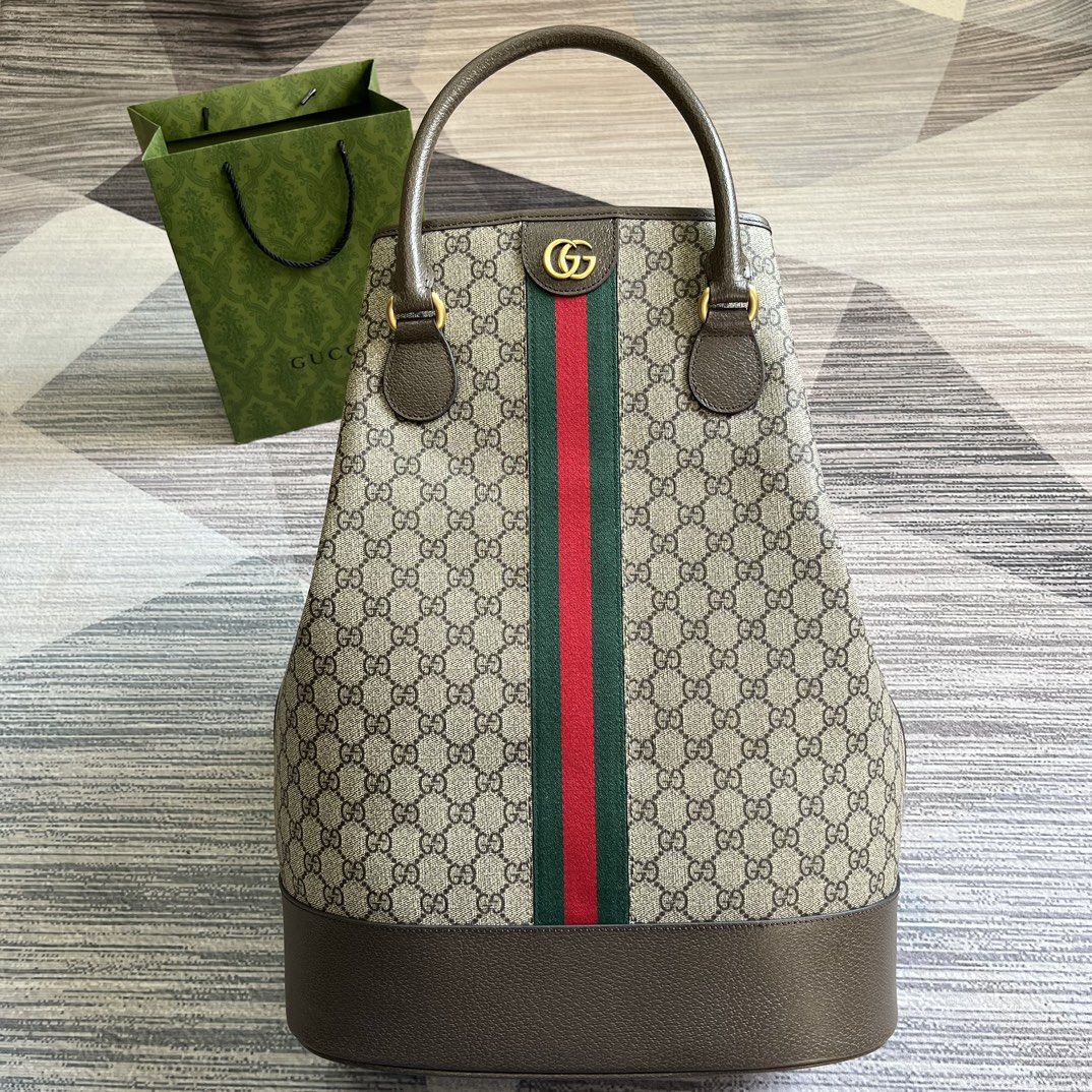 Gucci GG Supreme Beige Marrone Oro Verde Rosso Tela Cotone Tessuto PVC