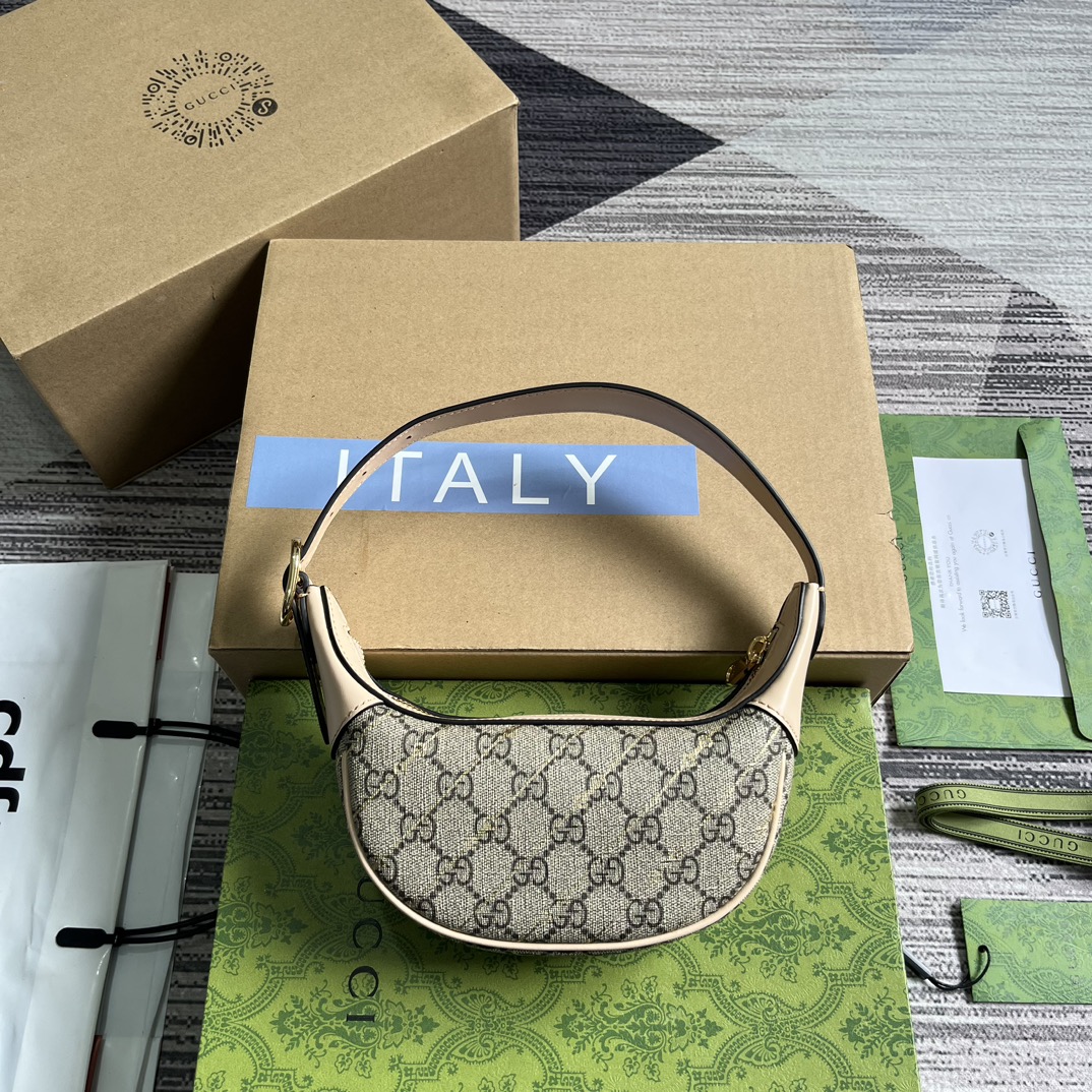 GUCCI Ophidia série Mini sac à main toile GG Supreme bande rayée accessoires double G bandoulière amovible - qualité supérieure