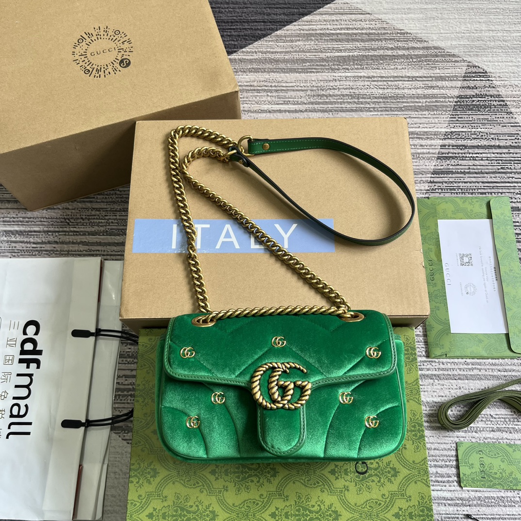 GUCCI GG Marmont коллекция мини-сумка через плечо стёганый бархат двойная G заклёпки розовый-высшее качество