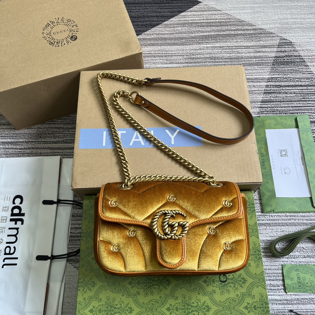 GUCCI GG Marmont коллекция мини сумка на плечо стёганый бархат двойная G заклёпки розовый-топ качество