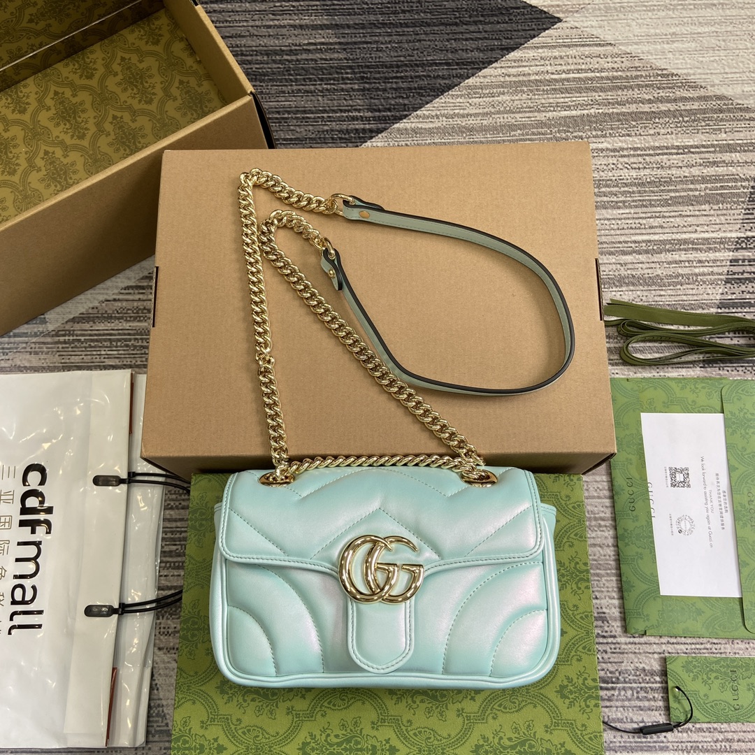 Gucci Marmont Handbags Crossbody & Shoulder Bags Blue Gold White