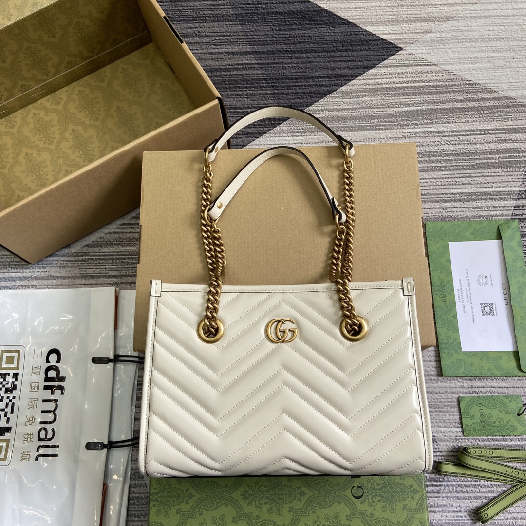 Gucci Marmont Tote Bags Gold White Spring/Summer Collection