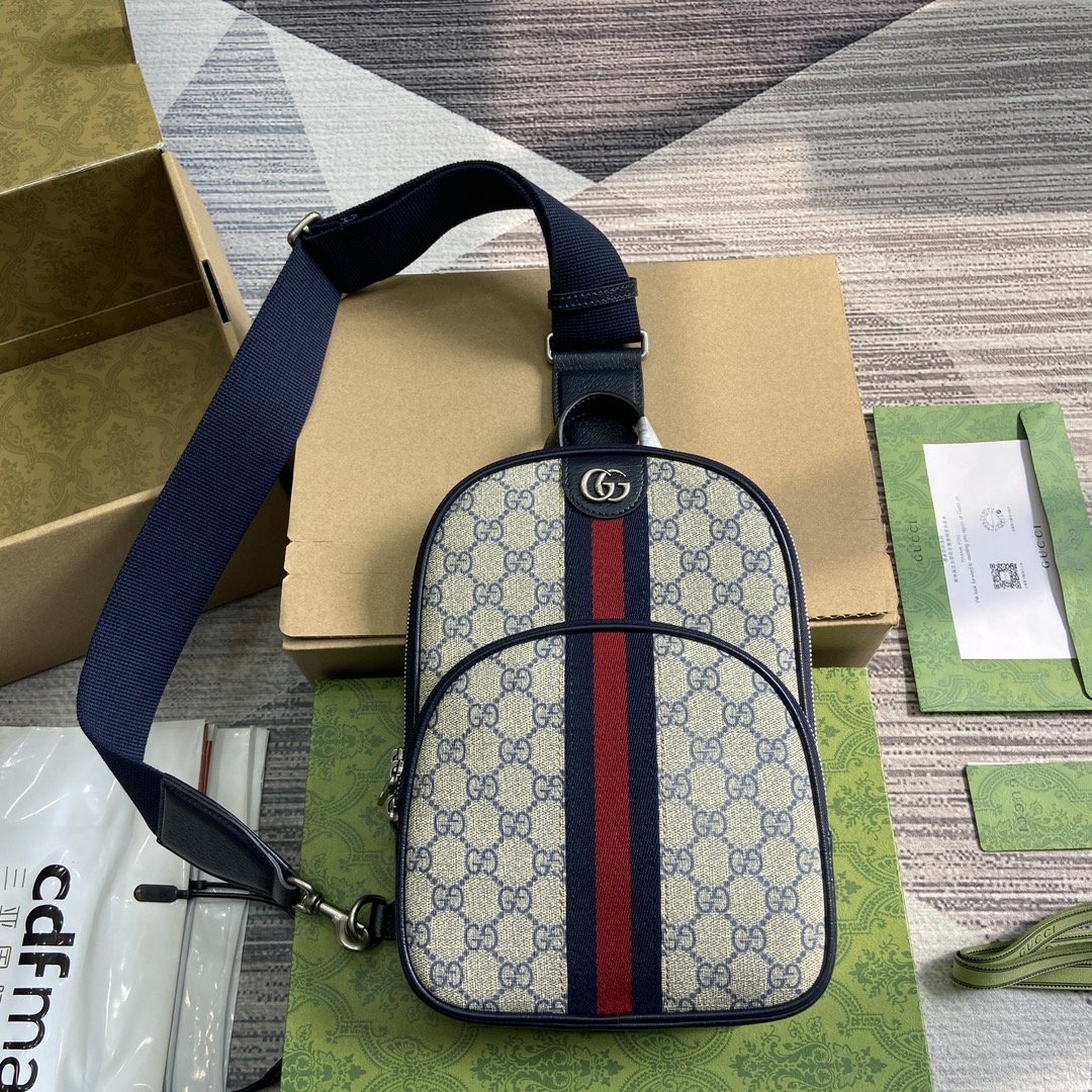 Gucci GG Supreme Niebieski Brązowy Biały Płótno PVC Mini