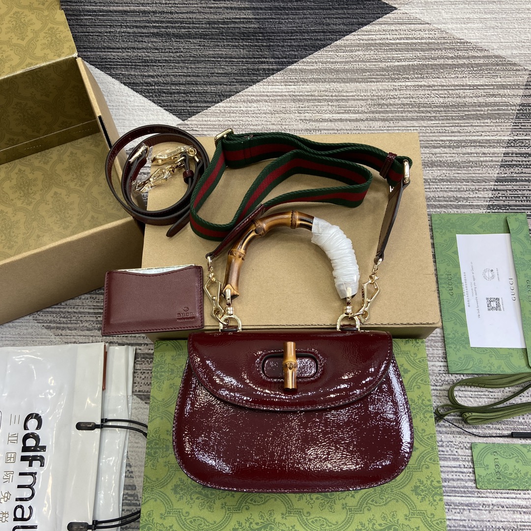 GUCCI GG Bamboo 1947 竹节提手 漆皮 手袋
