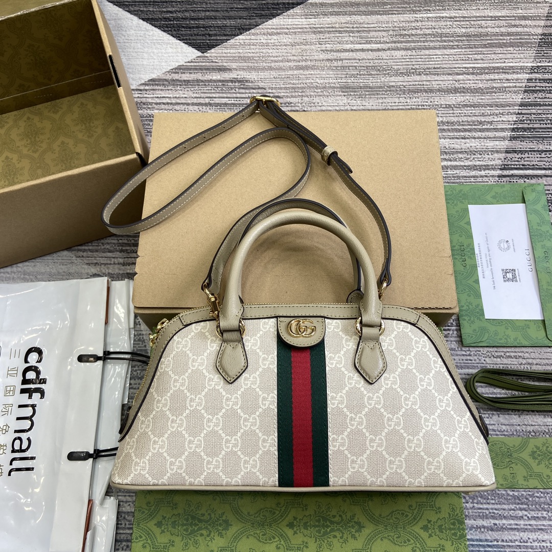 GUCCI Ophidia серия, маленькая сумка-тоут, синяя и эбеновая GG Supreme канвас, полосатая лента, двойная G фурнитура, съёмный регулируемый ремень — высшее качество