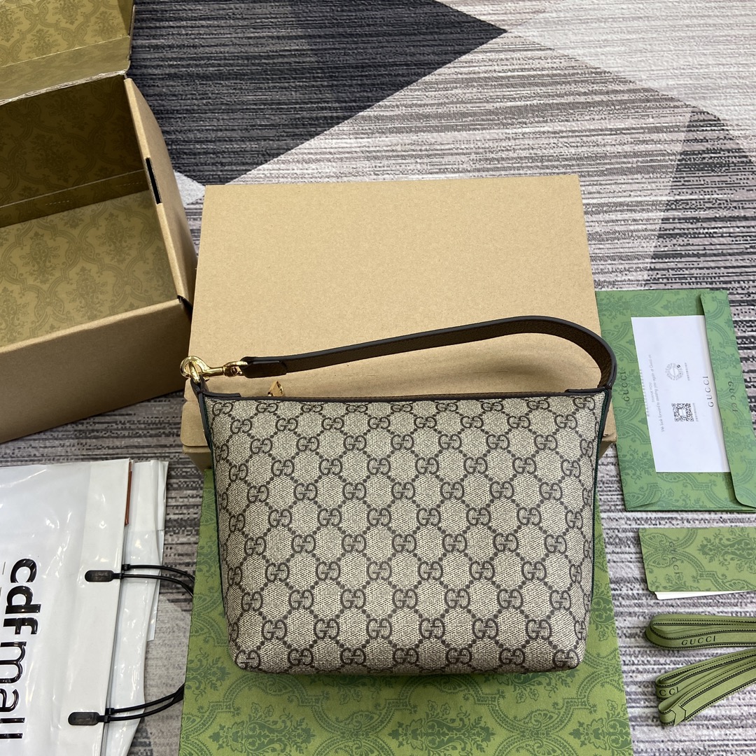 GUCCI Ophidia Series Super Mini Shoulder Bag GG Supreme Canvas Red-Green Stripe Web Leather Trim Semi-Detachable Shoulder Strap - Top Quality