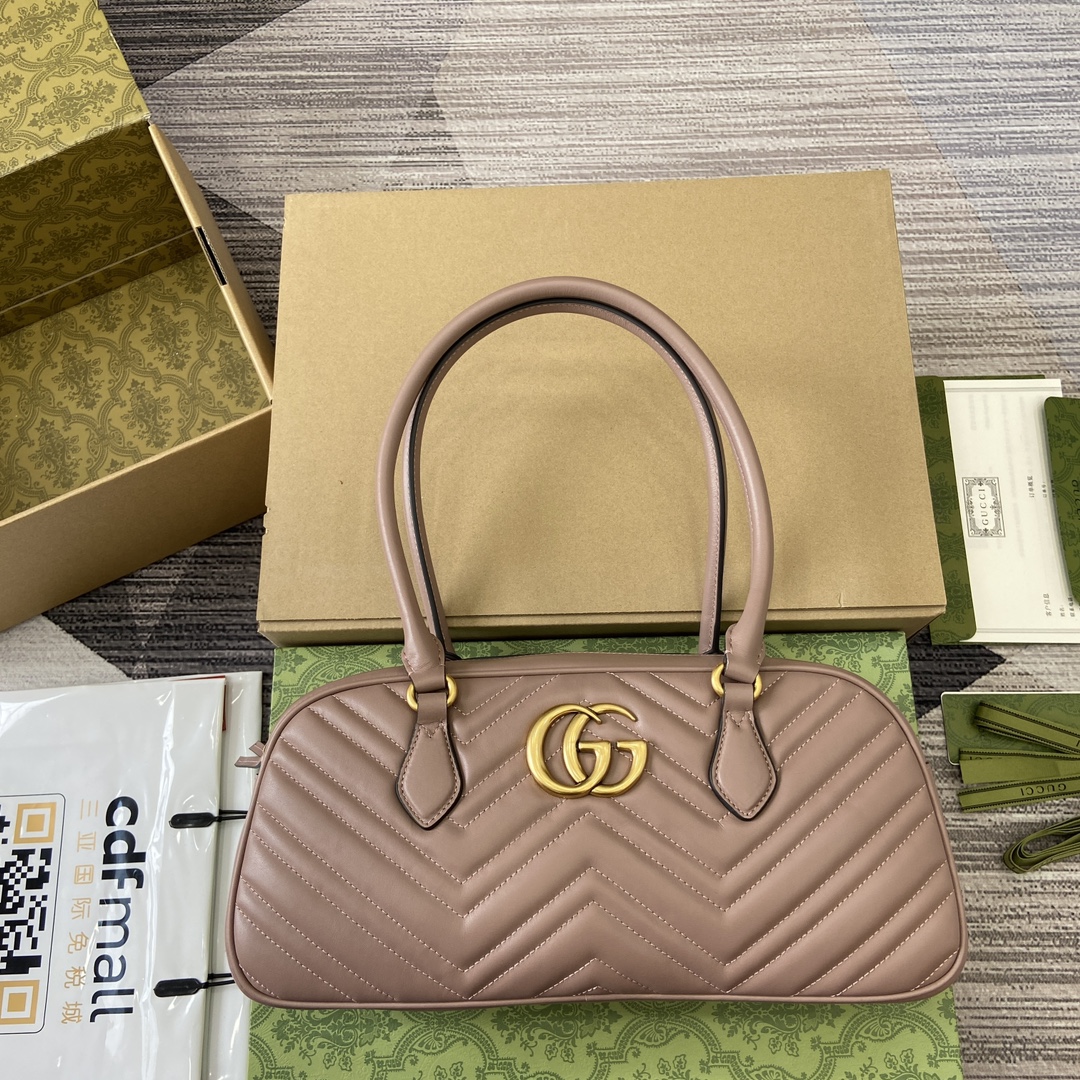 GUCCI GG Marmont коллекция маленькая сумка с верхней ручкой matelassé кожа шеврон фурнитура золотого цвета светло-серый застежка-молния - высшее качество