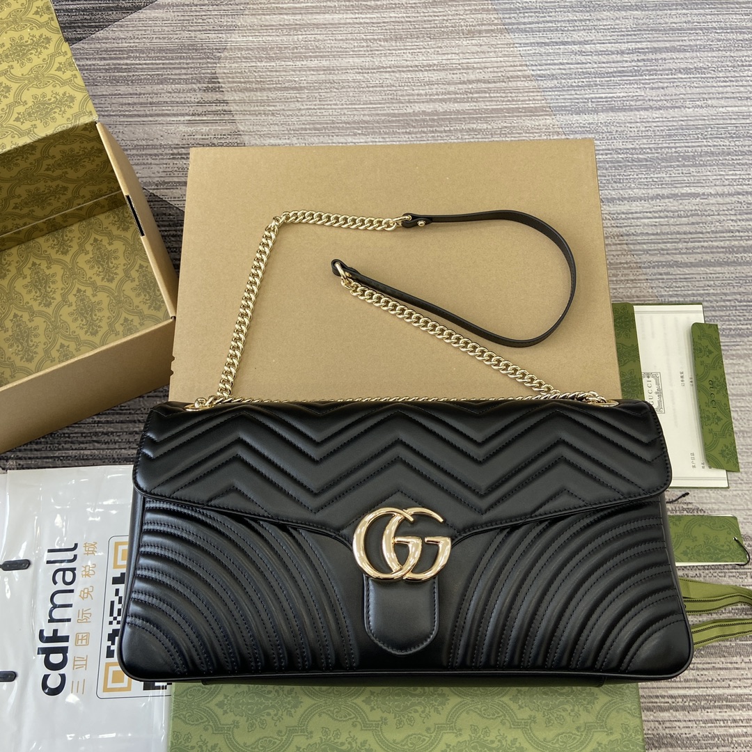 GUCCI GG Marmont серыя, сумка на плячо, шевронная лакіраваная скура, светла-залатая фурнітура, чорны сучасны сілуэт, бардовы колер — найвышэйшая якасць