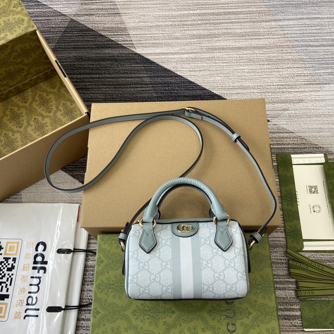 GUCCI Ophidia мини-сумка Бостон GG Supreme канвас двойная G фурнитура полосатая лента съемный ремень — высшее качество