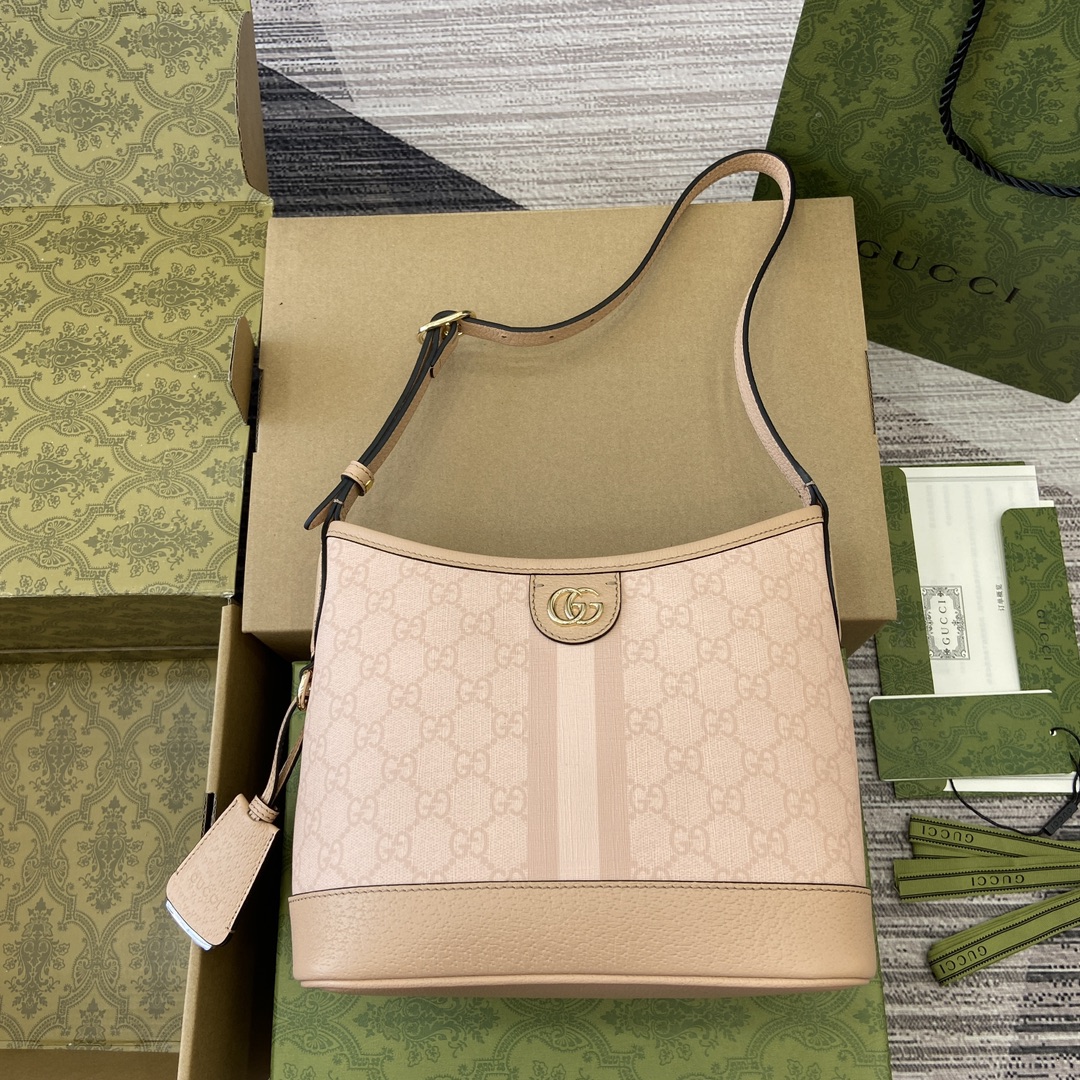GUCCI Ophidia collectie klein schouder- en bucketbag hybride open ontwerp GG Supreme canvas - topkwaliteit