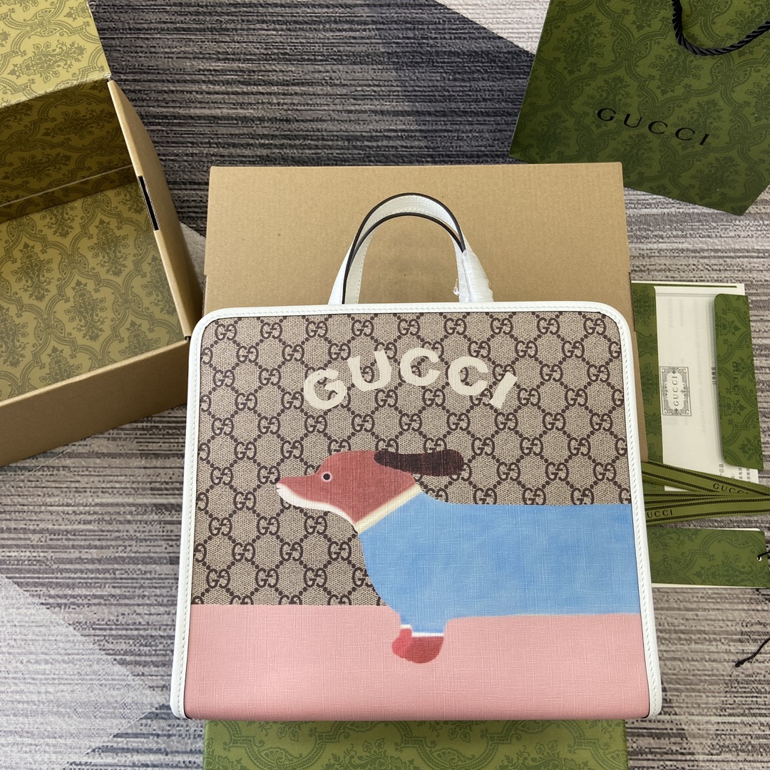 GUCCI 动物印花 托特包 双提手 磁力按扣