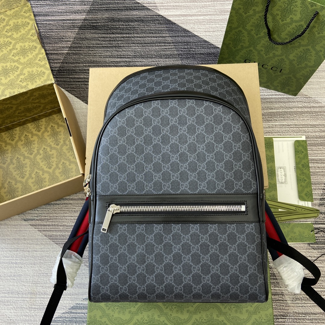 GUCCI GG Supreme Canvas Backpack with Striped Web