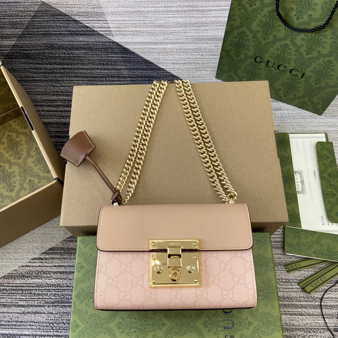 GUCCI Padlock 小号肩背包 GG Supreme帆布 锁扣 链条