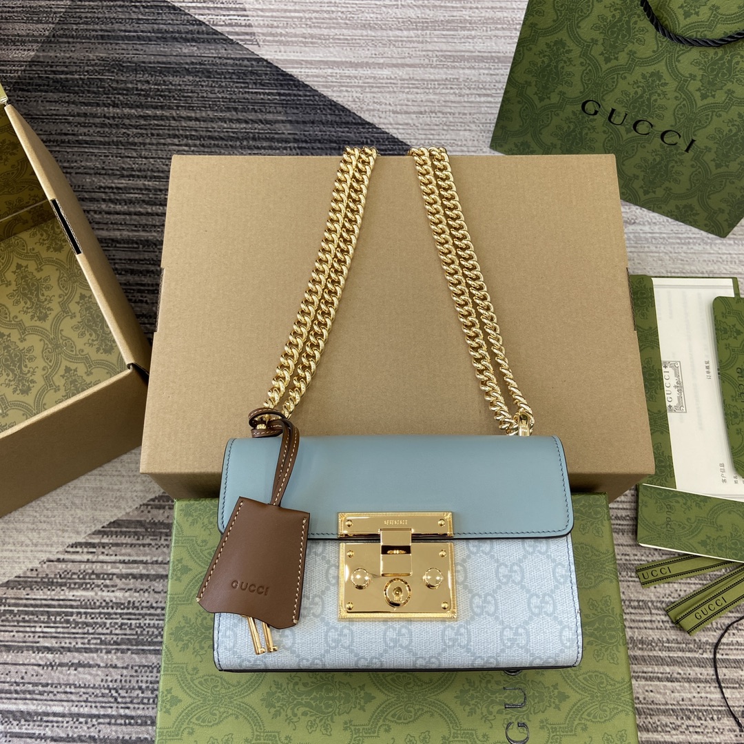 GUCCI Padlock 小号肩背包 GG Supreme帆布 锁扣 链条