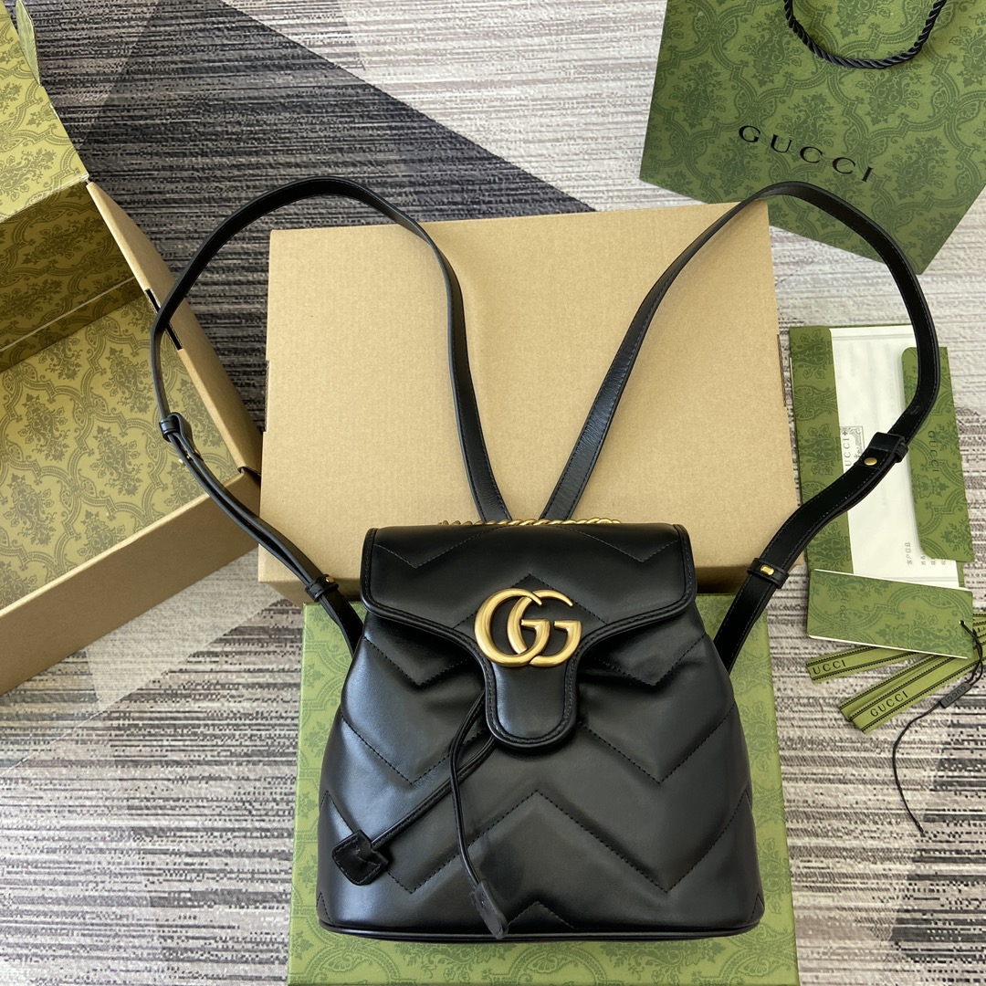 GUCCI GG Marmont мини-рюкзак стёганая кожа V-образный узор фурнитура с двойной G клапан и кулиска