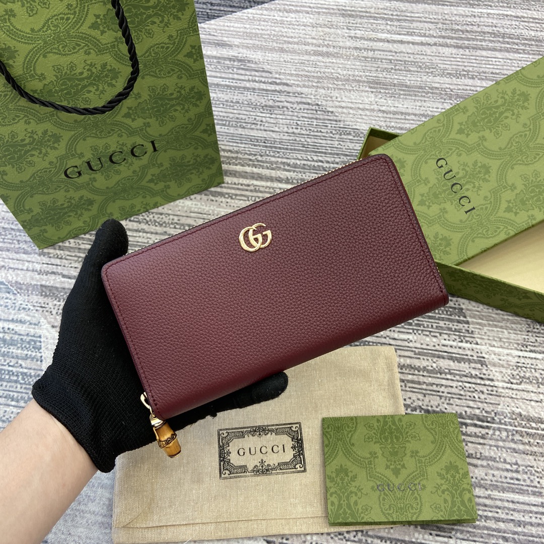 GUCCI кошелёк на молнии с фурнитурой в виде двойной G из смолы и внутренним карманом на молнии