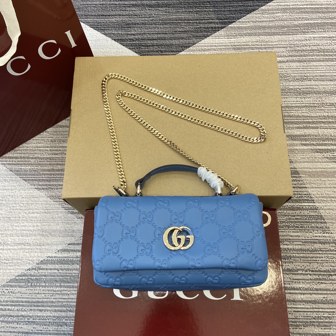 GUCCI GG Milano系列 迷你肩背包 全新双G配件 蓬松皮革 链式包带 肩背斜挎 2024秋冬秀款-顶级品质