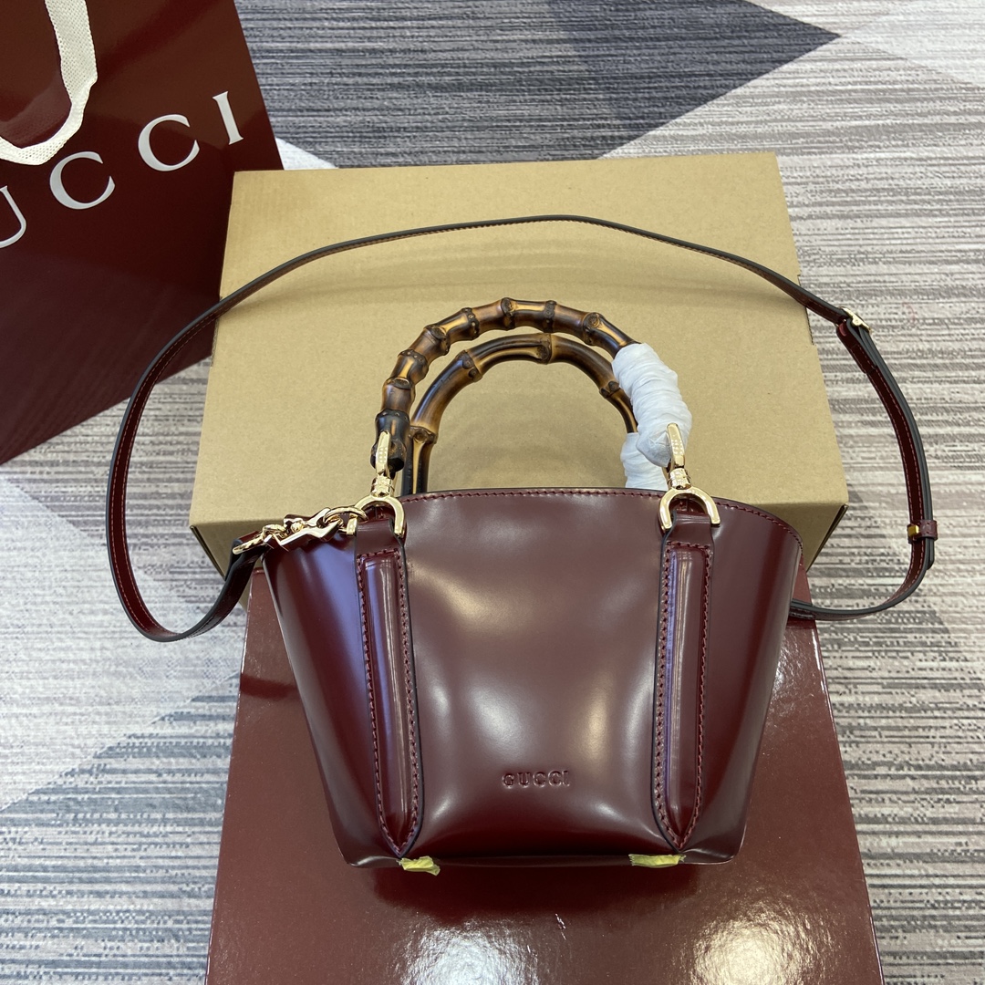 GUCCI 竹節手提托特包 迷你 六角形包底 可拆卸肩帶