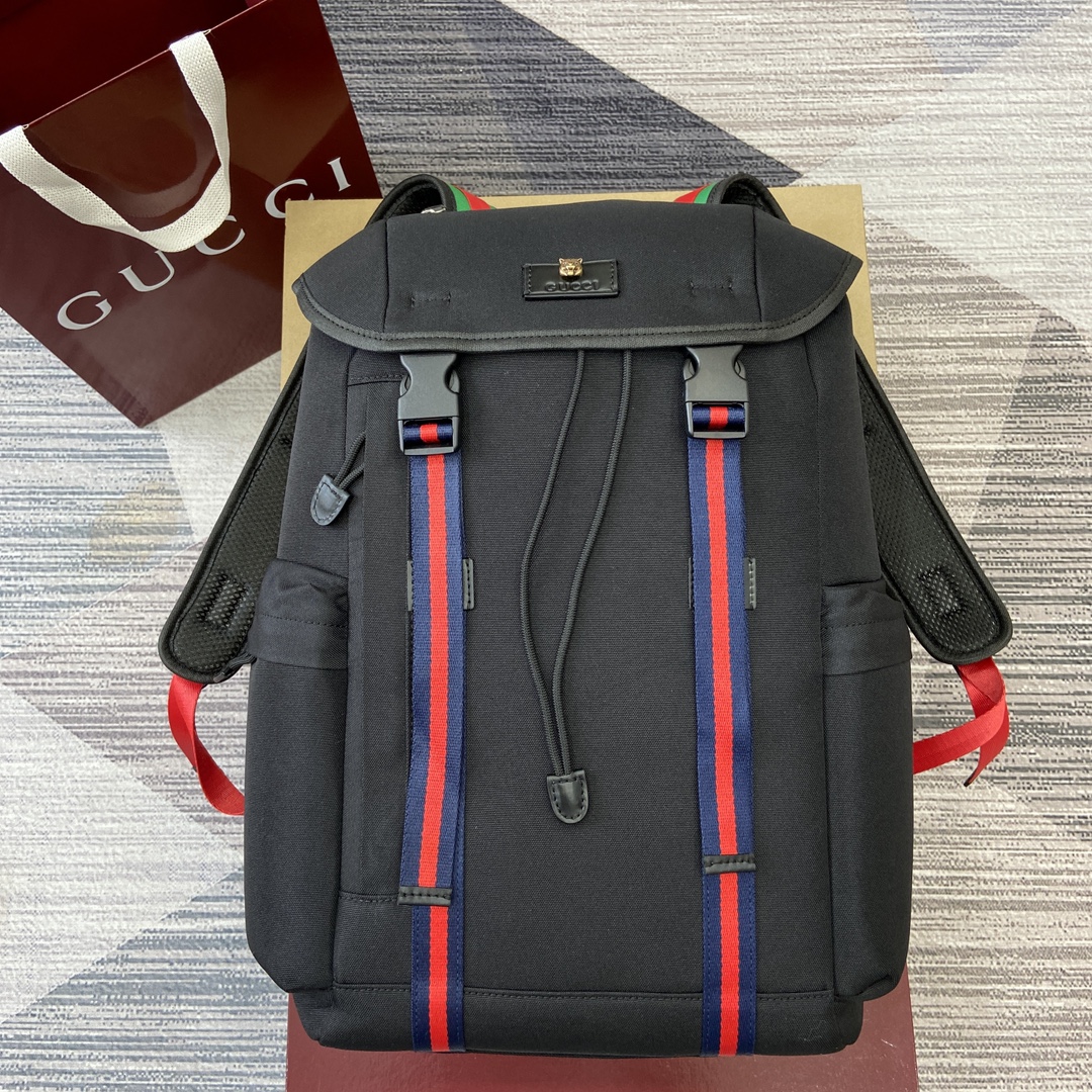 GUCCI холщовый рюкзак с кулиской, клапаном и лентой