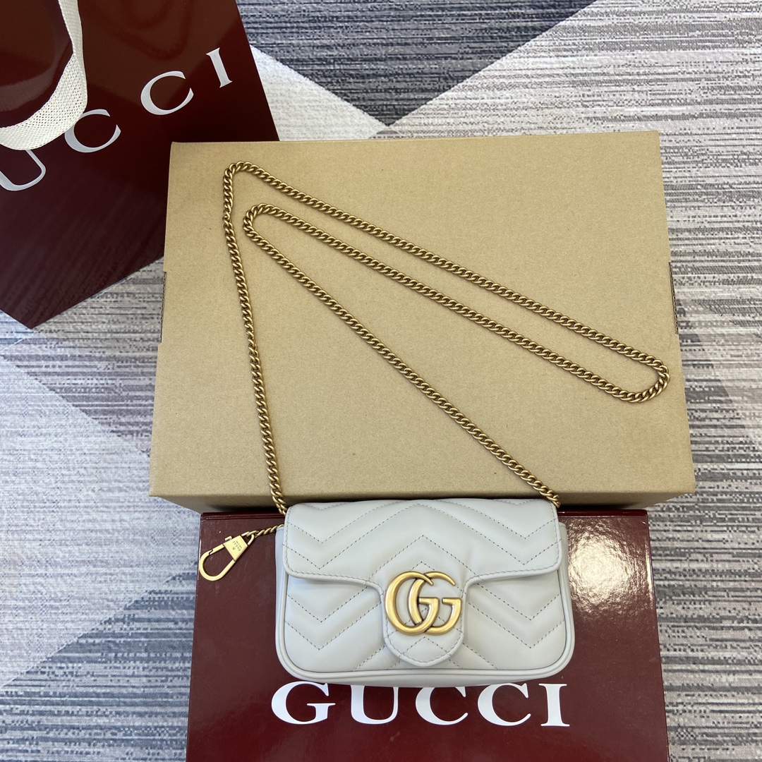 Gucci Marmont Złoto Szary Jasnoszary Mini