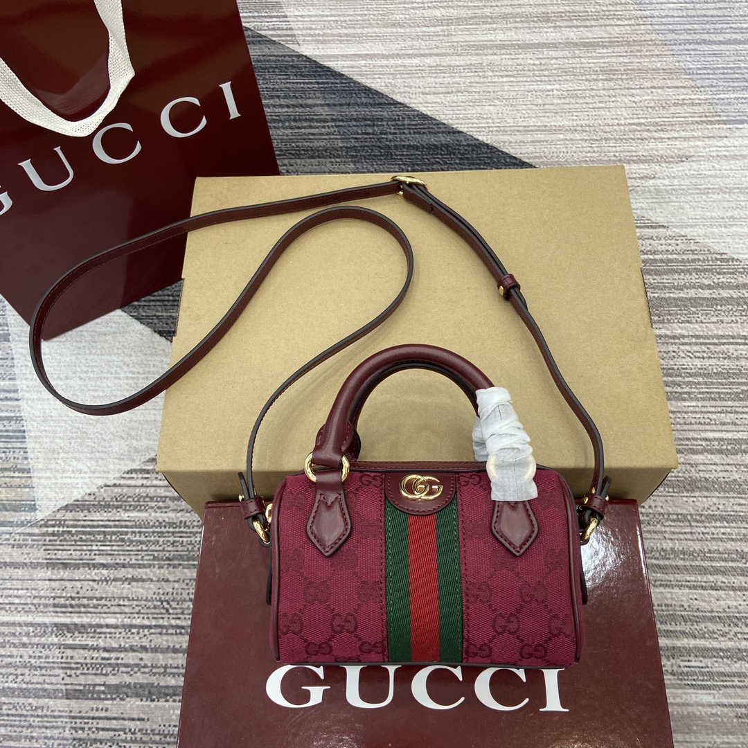 Gucci GG Supreme Burgundia Czerwony Płótno Mini