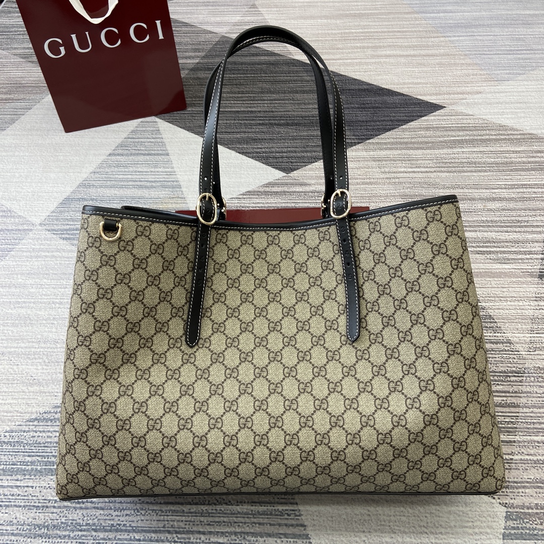 GUCCI GG Emblem Large Tote Bag with Adjustable Handles