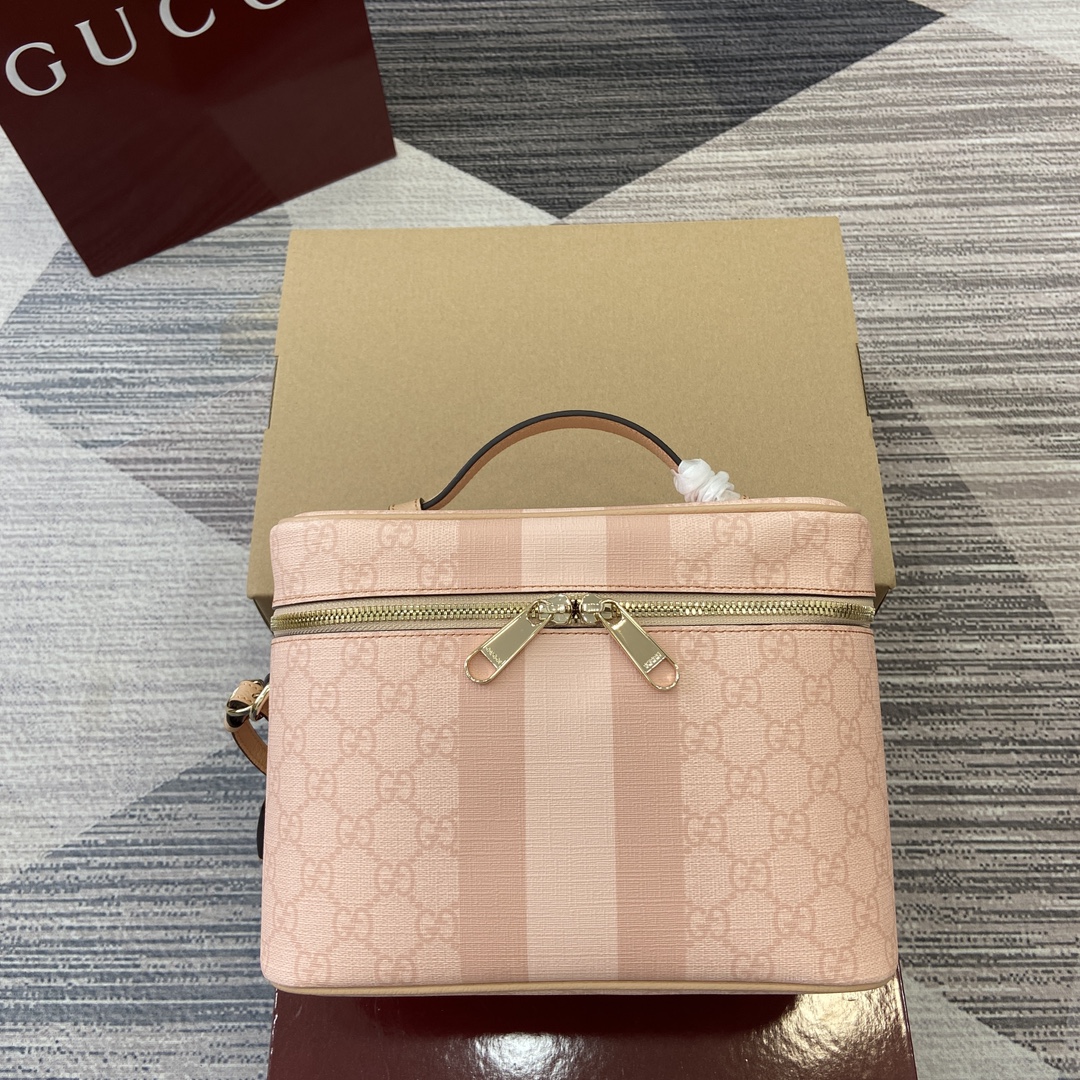 GUCCI Ophidia GG палатно Сярэдні дарожны мяшок шэра-ружовы