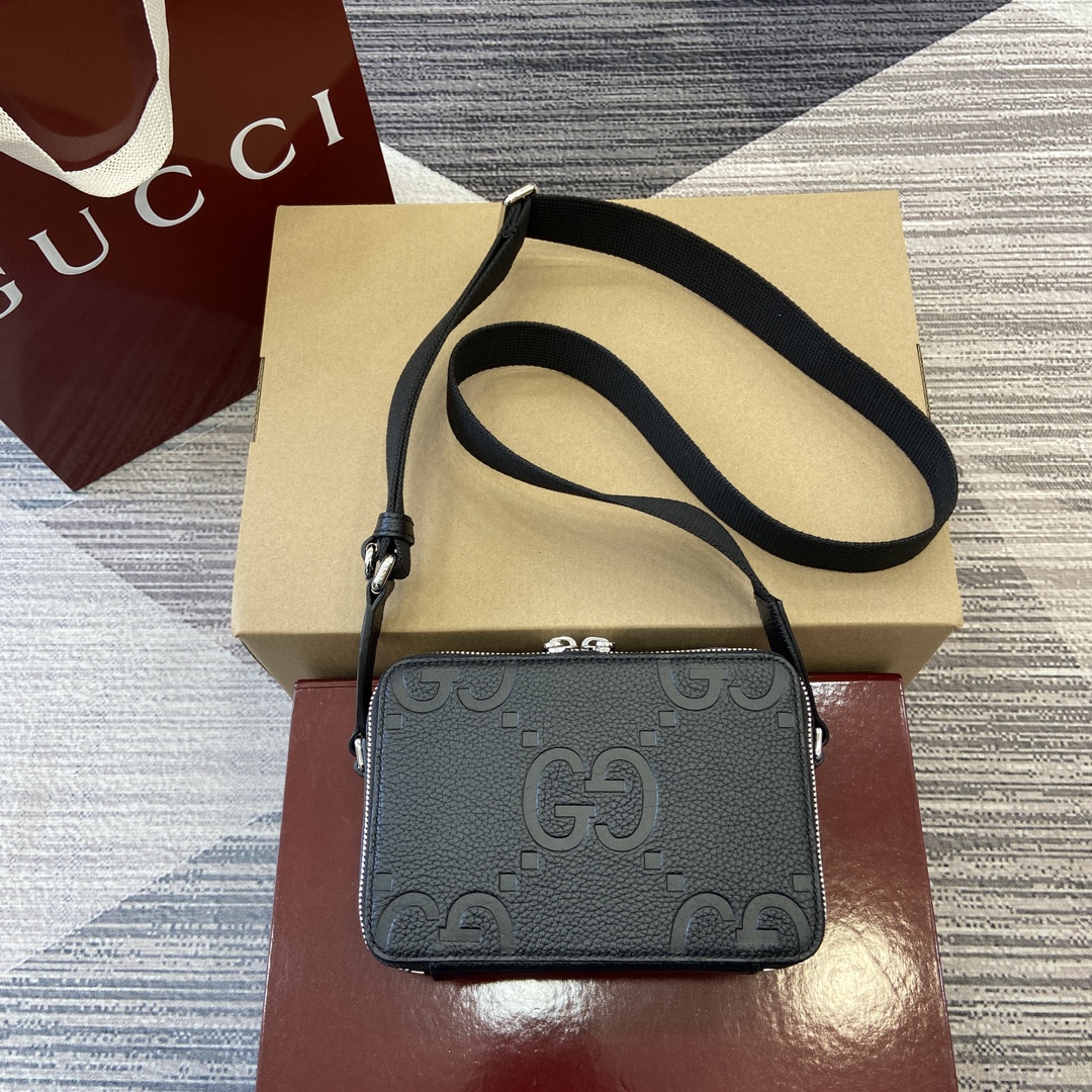 GUCCI Super Double G сумка через плечо из черной кожи
