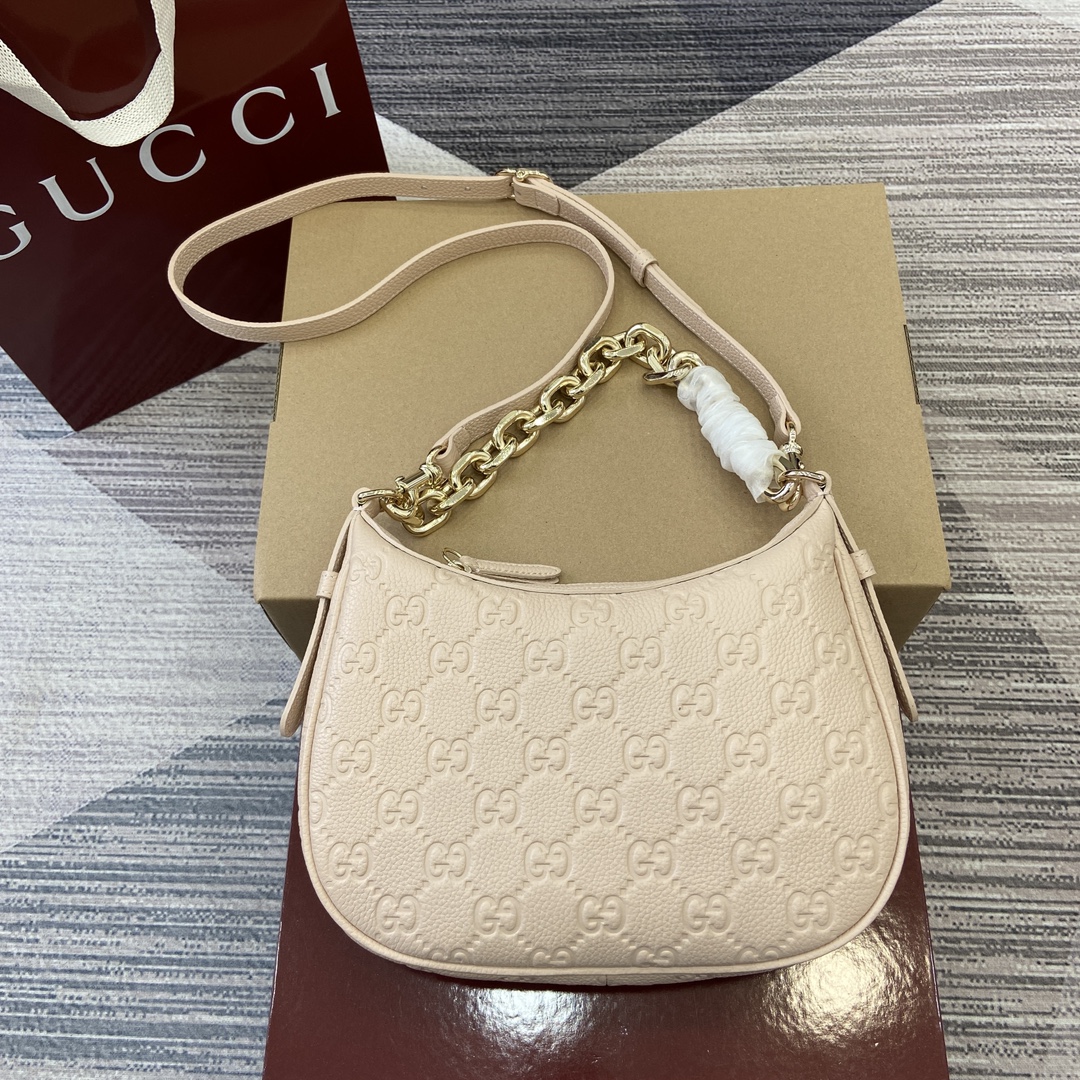 GUCCI GG Emblem маленькая сумка-полумесяц через плечо с цепочкой