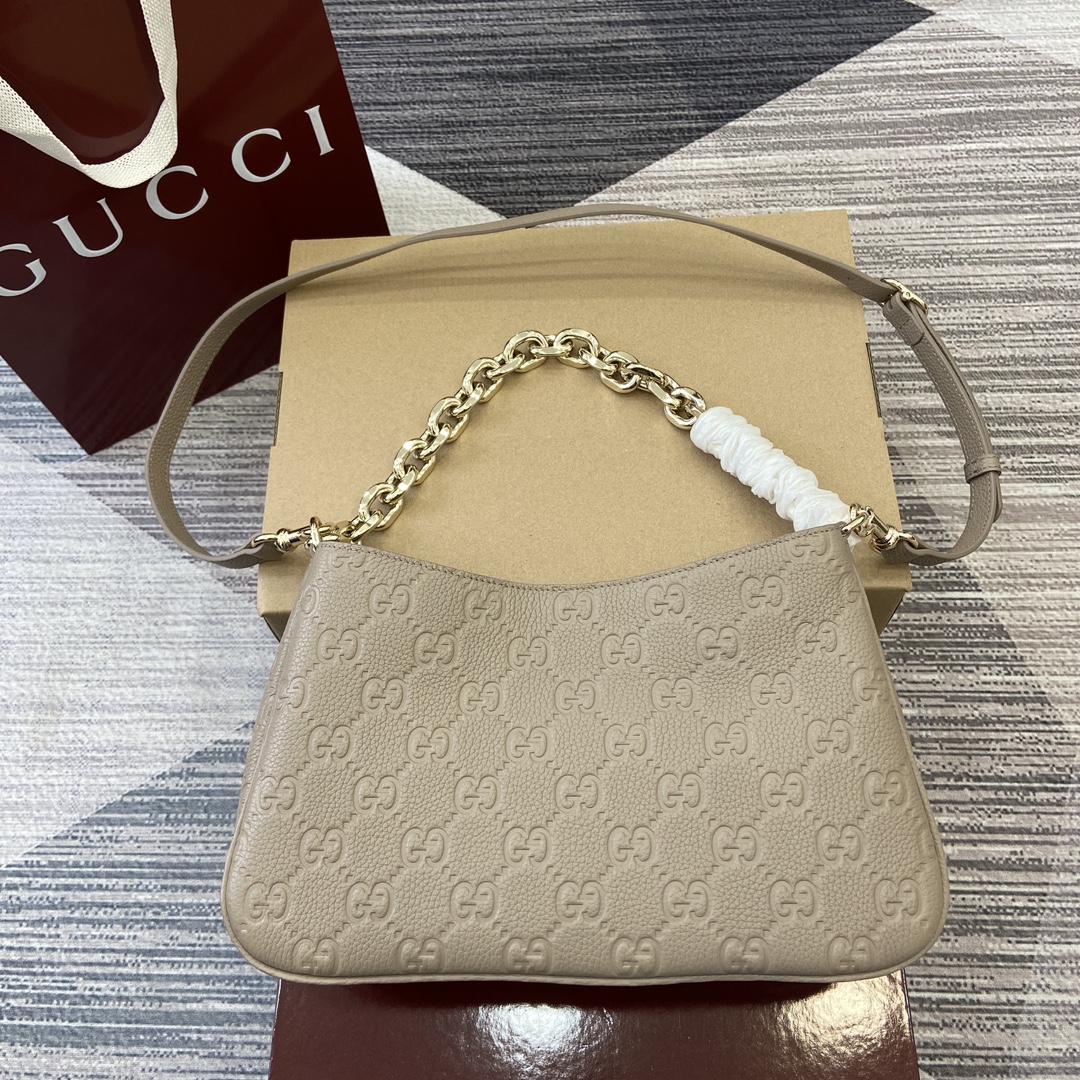 GUCCI GG Emblem сумка на плечо маленькая зернистая кожа цепочный ремешок