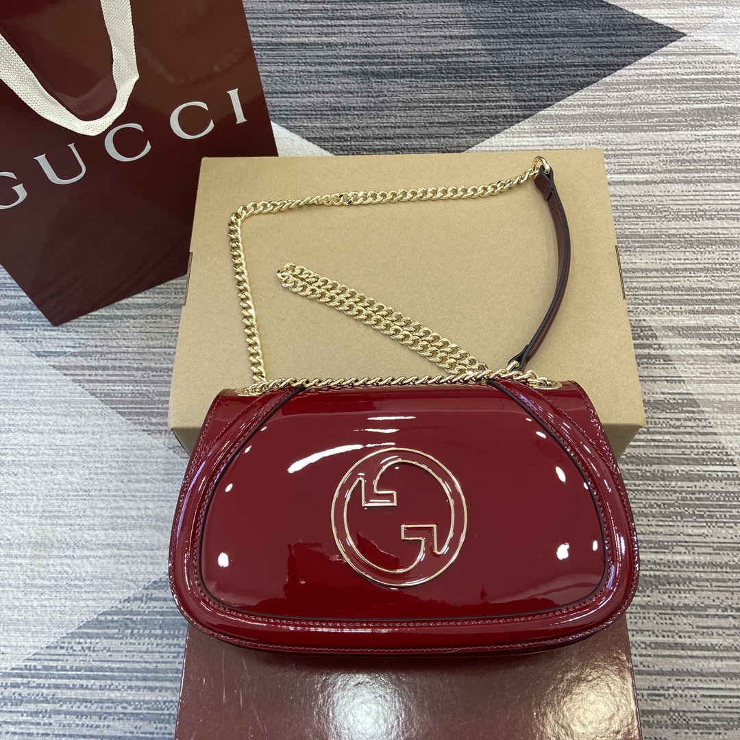 GUCCI Blondie сумка на плечо маленькая лаковая кожа круглый логотип цепочка-ремень