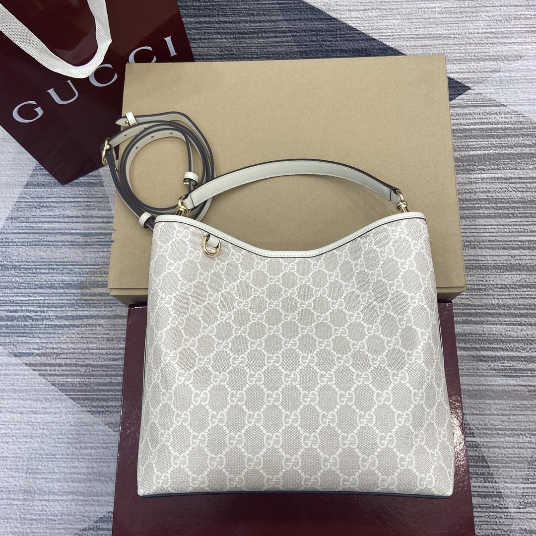 GUCCI GG Emblem small shoulder bag coated fabric leather trim