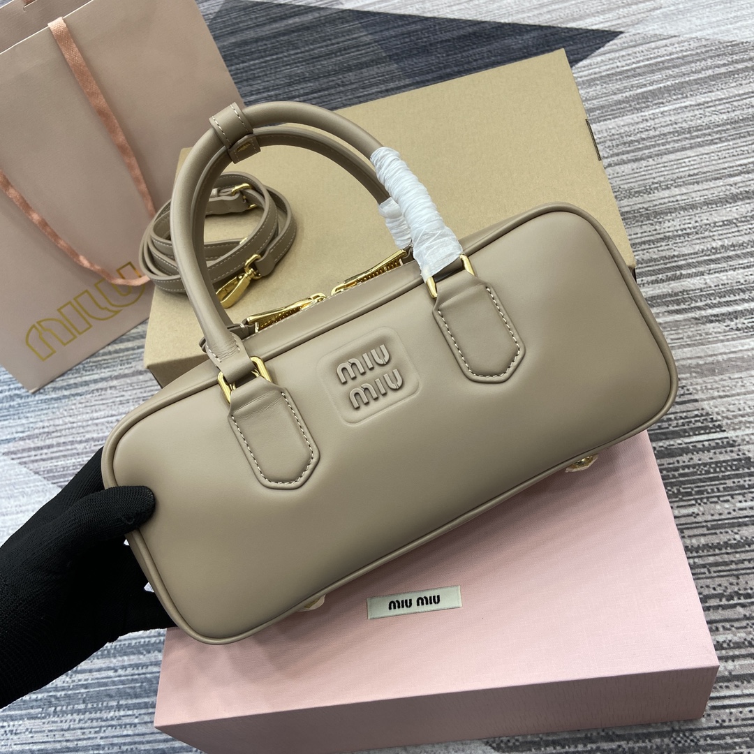 Miu Miu Arcadie Cognac Leather Bowling Bag - Medium, Top Handle & Crossbody 1 i1741244599 3053 0